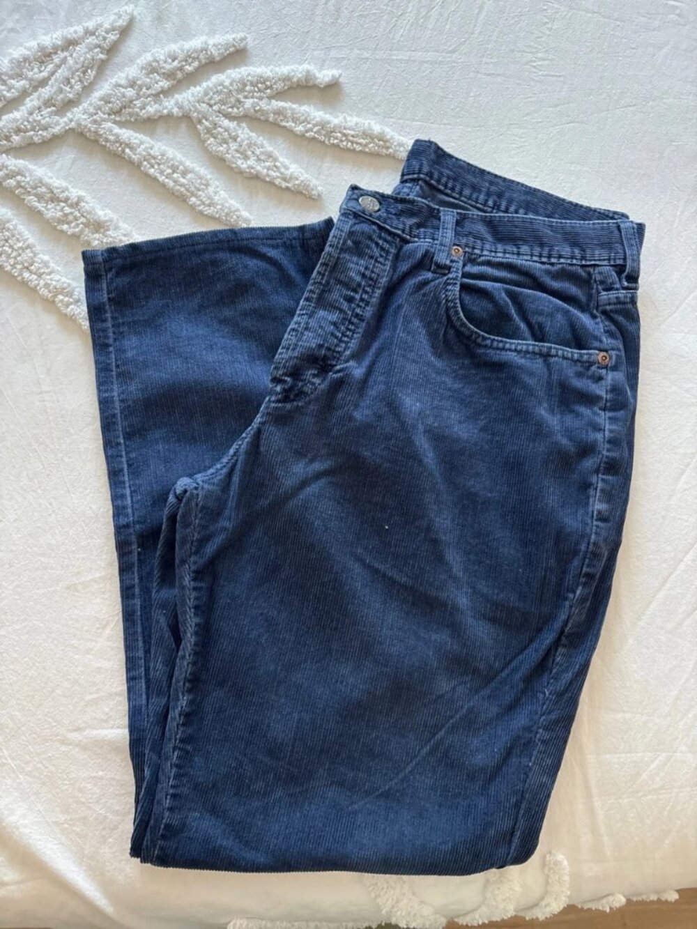 Men's Navy Corduroy Straight Leg Pants W38